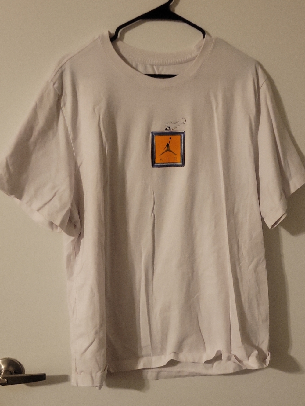 Jordan White Crew Neck Tee with Yellow Logo Patch